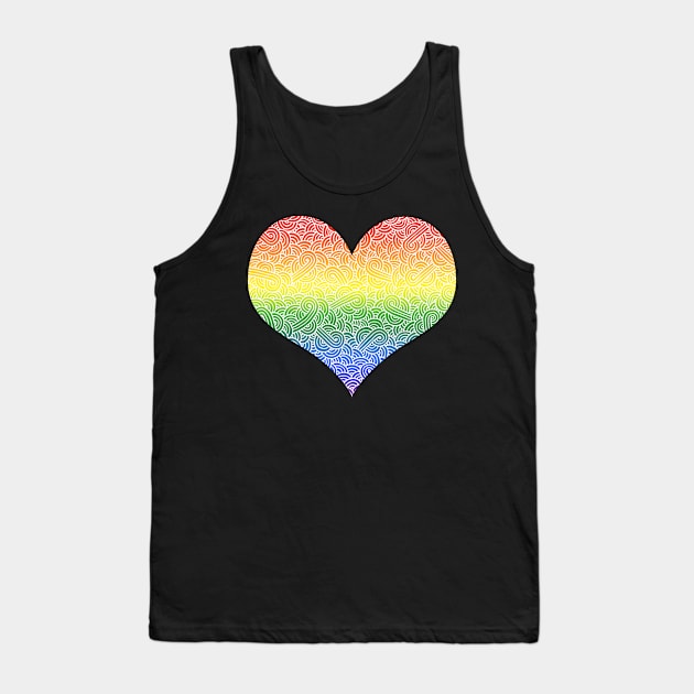 Ombré LGBTQ colours and white swirls doodles heart Tank Top by Savousepate